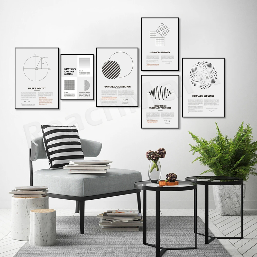 Science Gifts Chaos Theory Print - Euler's Identity Newton's Laws of Motion Doppler Effect Fibonacci Sequence Golden Ratio