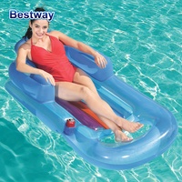 Bestway 43028 Recreational Inflatable Pool Floating Bed, Recreational Pool Lounger with Headrest, Inflatable Waterbed
