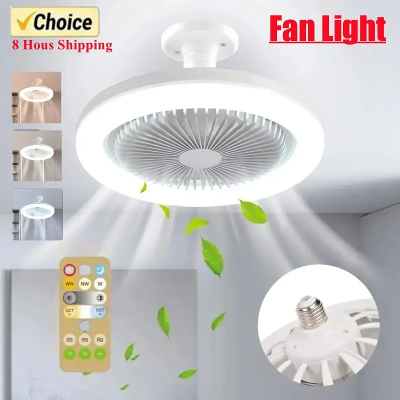 

2 in1 Smart Ceiling Fan With Remote Control LED Lighting E27 Conversion Lighting Base Suitable for Bedroom and Living Room