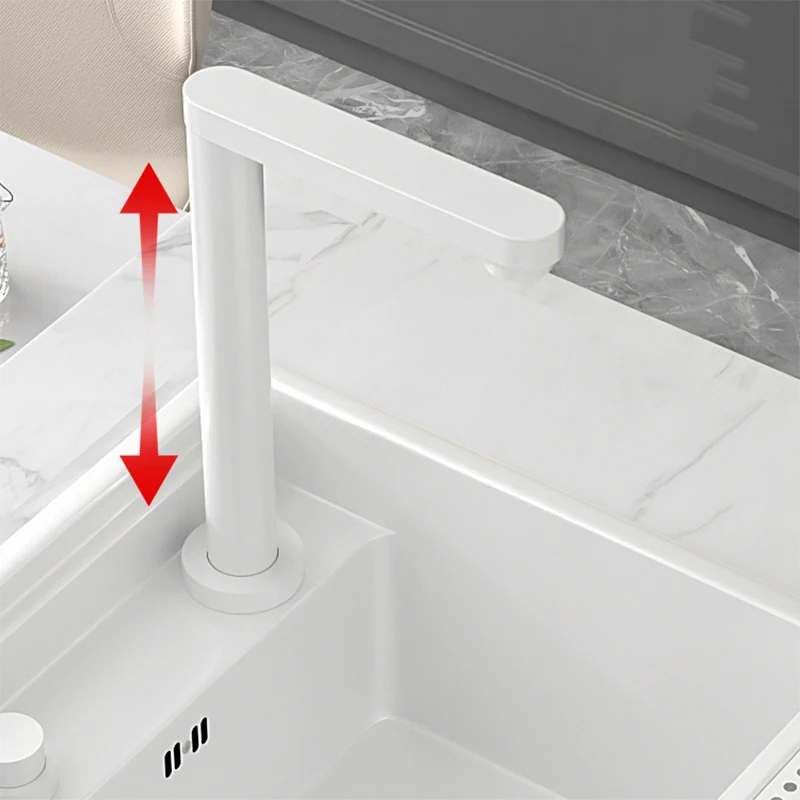 Nano Hidden Bar Kitchen Sink White Folding Faucet Cup Washer Mini Single Bowl Basin Stainless Steel Soap Dispenser Accessories
