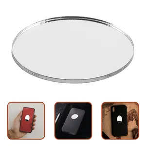 5Pcs Mirror Sticker for Phone Case Flat Adhesive Acrylic Charm Small Circle Vanity Mirror for on-The-Go Makeup Touch-Ups Silver