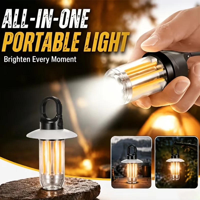Rechargeable LED Portable Light Super Bright Flashlight Camping Light Work Light 5 Lighting Modes Waterproof Outdoor Light
