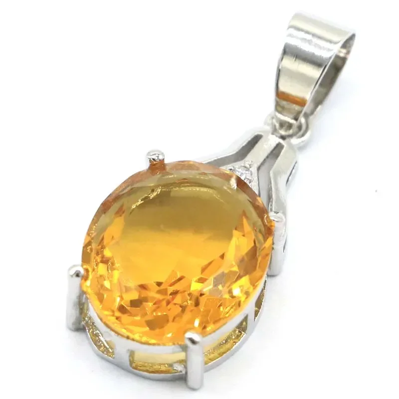 

3g Real Customized 925 Solid Sterling Silver Pendant Beautiful Tsavorite Garnet Golden Citrine London Blue Smoky Topaz CZ Ladies