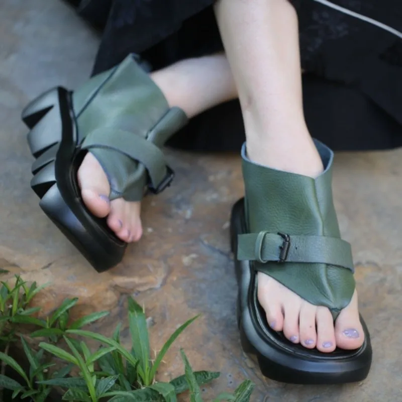 Fashion Women's Wege Sandals Luxury Handmade Genuine Leather 2026 Summer Fashion Outdoor Daily Elegant Platform Shoes Woman