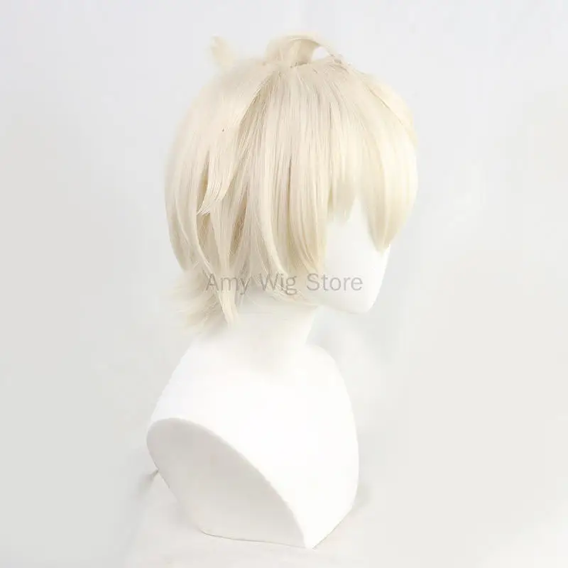 Men Wig Bennett Cosplay Wig Anime Game Genshin Impact Costume Golden Short Heat Resistant Synthetic Hair