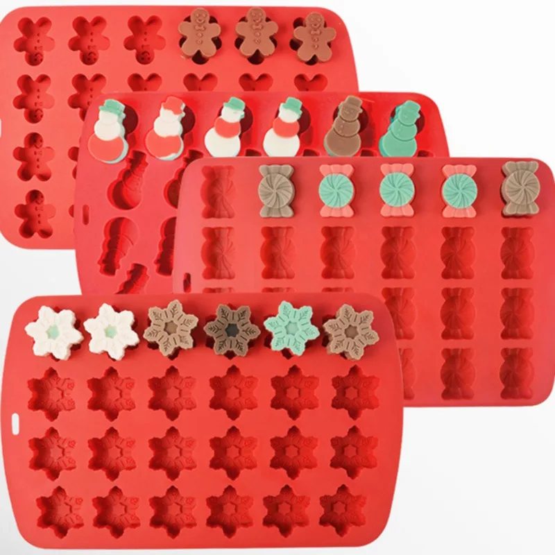 

Christmas Snowman Silicone Chocolate Mold Candy Snowflake Biscuit Jelly Mould Gingerbread Man Cake Decor Ice Tray Festival Gifts