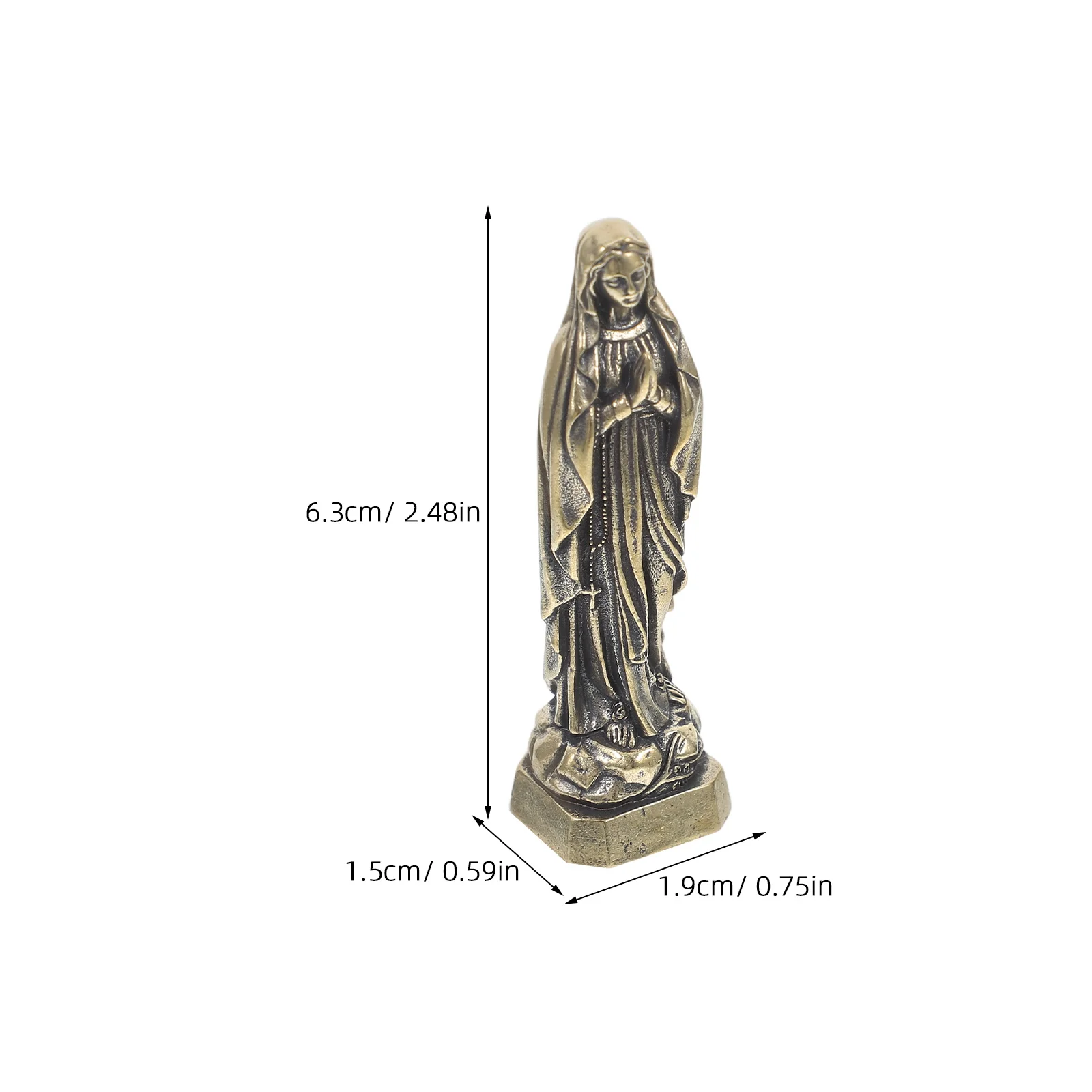 Retro Brass Virgin Mary Statue Mini Catholic Goddess Sculpture Blessed Virgin Mary Figurines Religious Holy Mother Home Decors
