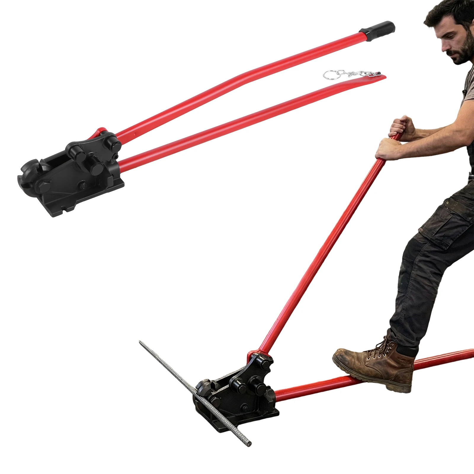 

Инструмент для гибки и резки арматуры 2-в-1, для арматуры диаметром до 5/8 дюйма, с нескользящей рукояткой, для строительных площадок и домашнего использования.