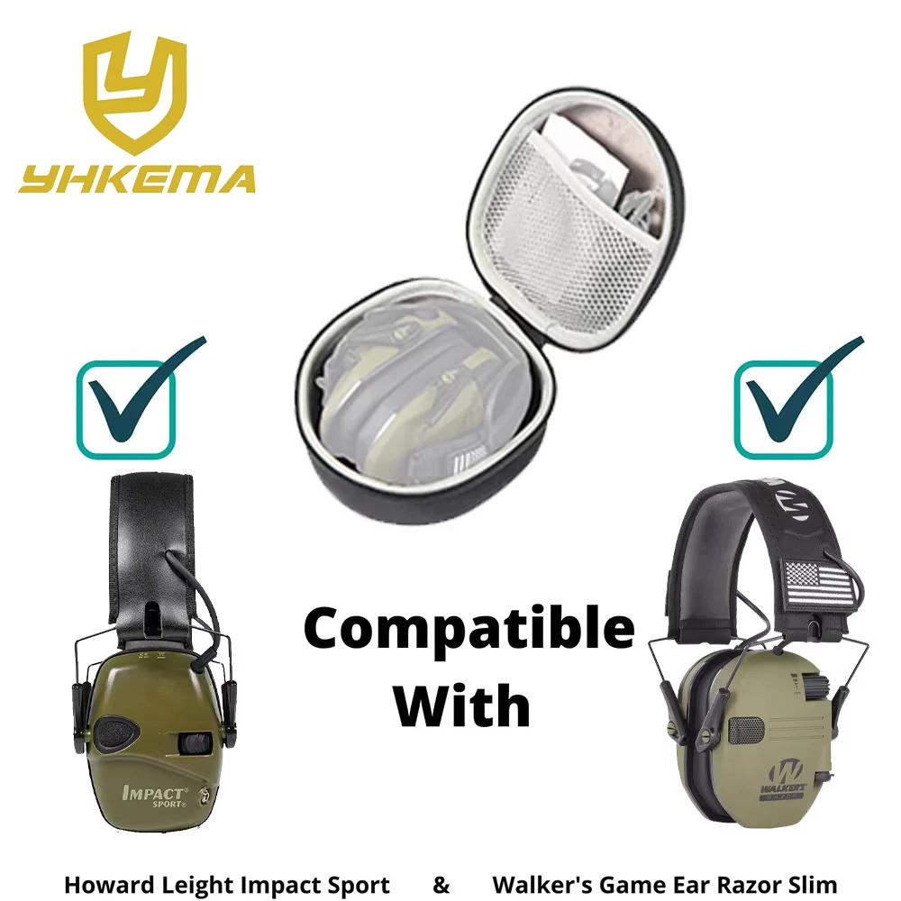 YHKEMA Earmuff Bag Fits Walker's Razor Slim, Howard Leight Impact Sport Sound Amplification Electronic Shooting Earmuffs