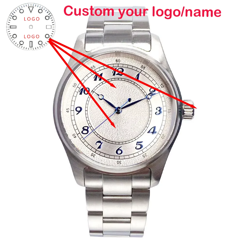 شعار مخصص 39 مللي متر الفولاذ المقاوم للصدأ الياقوت الزجاج 200 متر مقاوم للماء الرجال الطيار ساعة اليد اليابان NH35A ساعة أوتوماتيكية