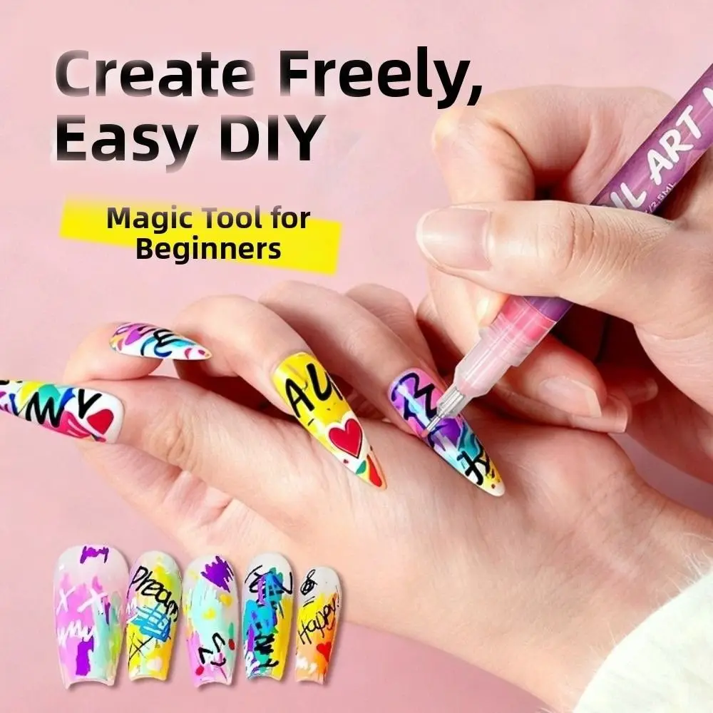 

12 цветов, ручки для дизайна ногтей, граффити, 0,5 мм, быстросохнущий маркер для ногтей, акриловая краска для рисования, водостойкие ручки для ногтей, салонные ручки для ногтей