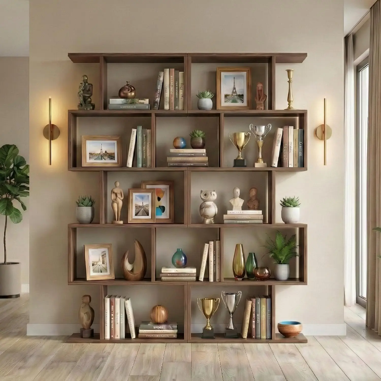 5-Tier S-Shaped Bookcase Set of 2, 63