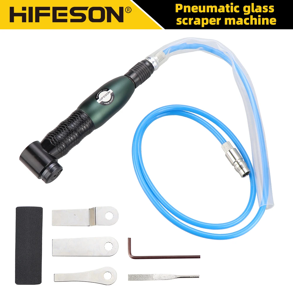 HIFESON 2-in-1 Pneumatic Glass Scraper Air polisher Glass Glue Grinder left and right reciprocating motion machine