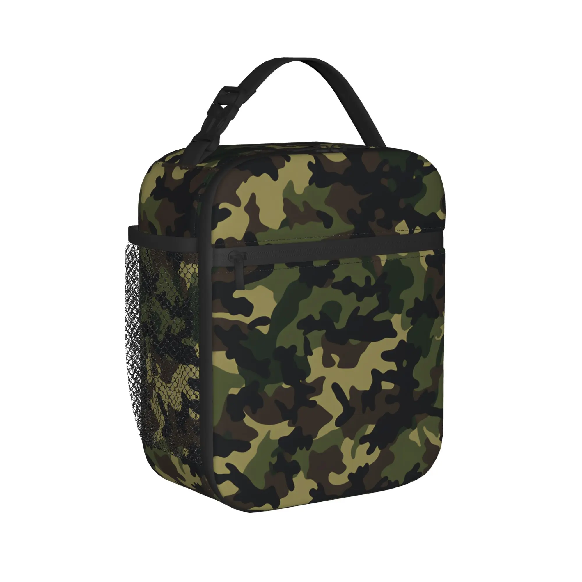 High Contrast Shadow Jungle Camo Lunch Bag For Child  Picnic Graphic Lunch Box Funny Waterproof Thermal Tote Handbags
