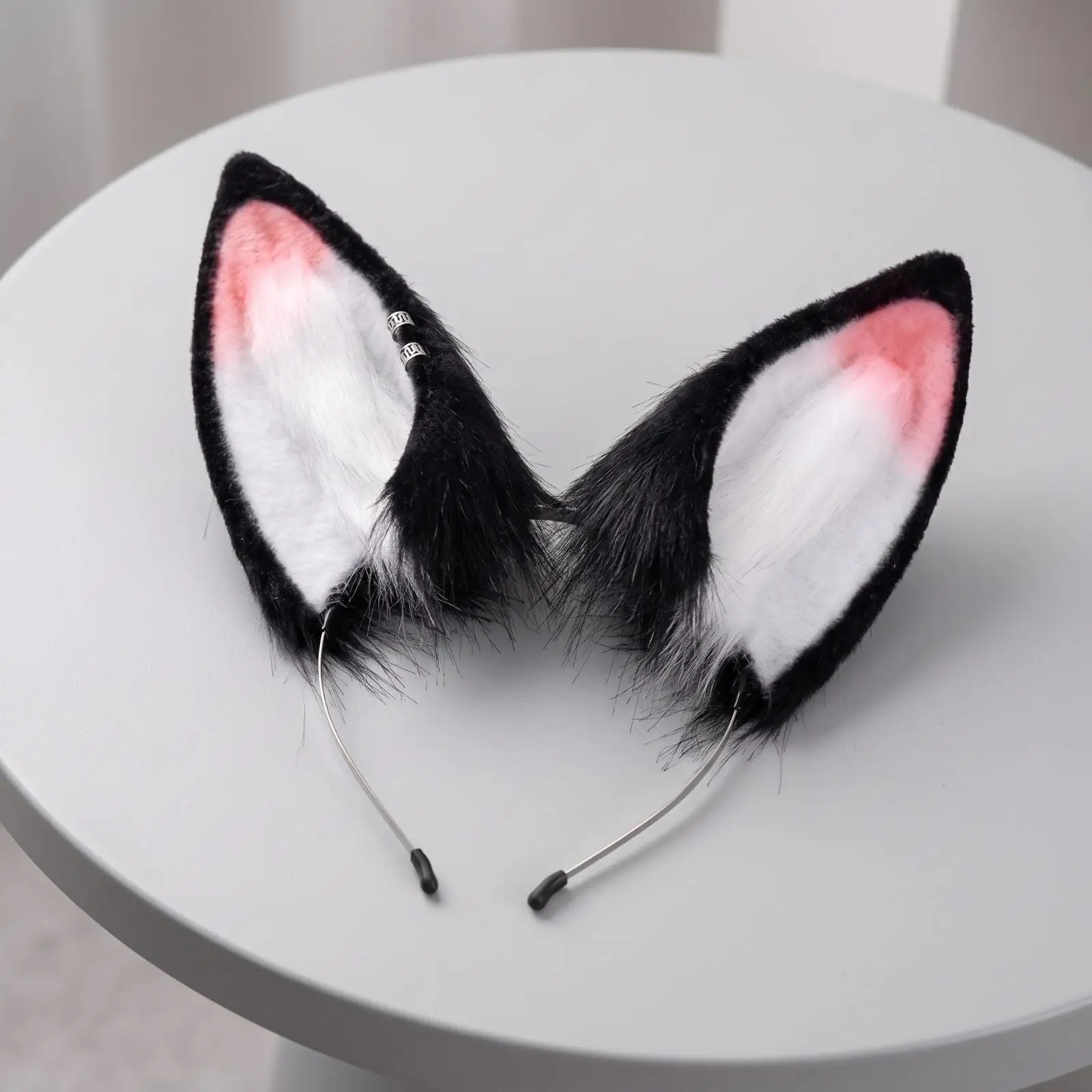 Pink Inner Ear Fox Headpiece with Tail for Cosplay Character Look