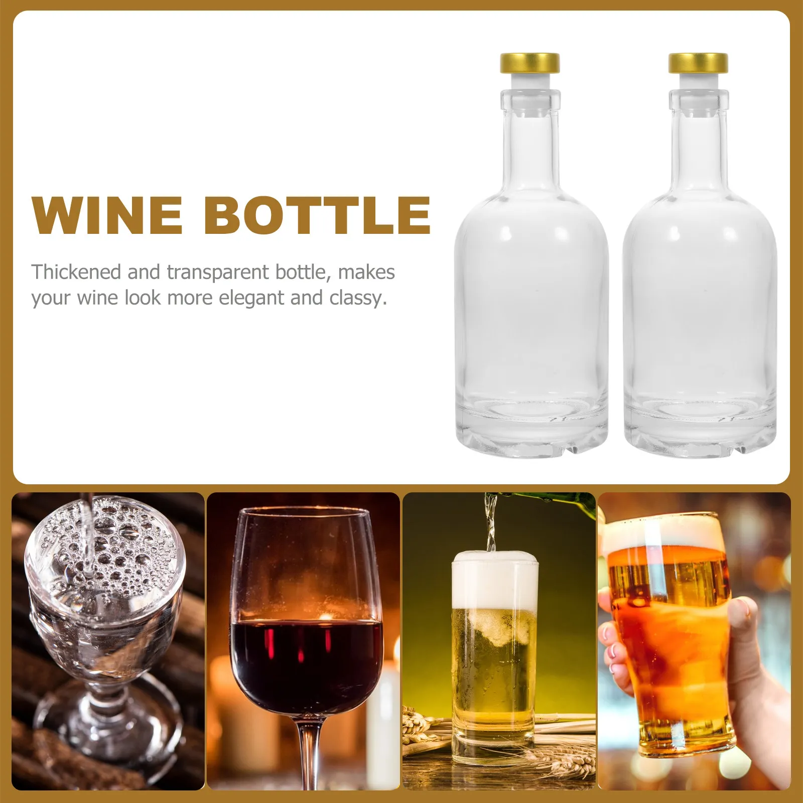 2Pcs Thick Bottom Glass Wine Bottle Large Capacity Whiskey Vodka Liquor Decanter Sturdy Screw Texture Bottom Bar Home Decor