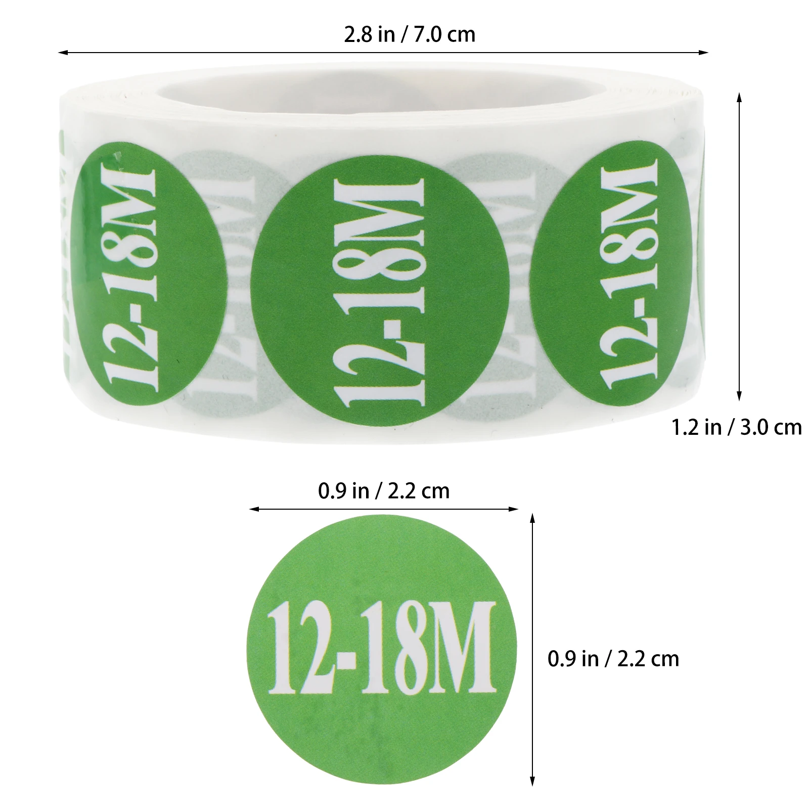 

2 Rolls Toddler Clothing Size Stickers Round Labels Multi Functional Green Baby Sufficient Sizes No Glue Tape Needed Solid Font
