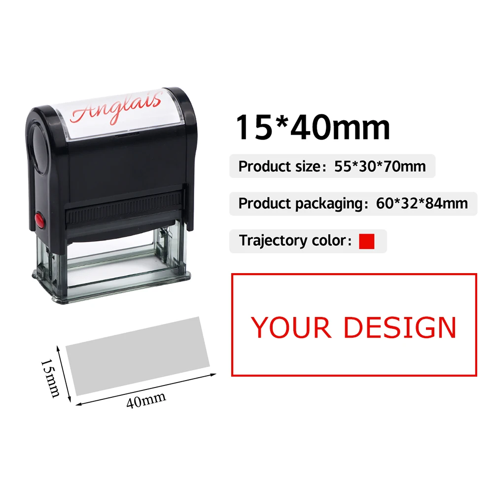 Rechthoek Patroon Aangepaste Zelfinktende Stempel Gepersonaliseerde Adres Tekst Logo Ontwerp Druk-type Inkten Stempels voor DIY Visitekaartje