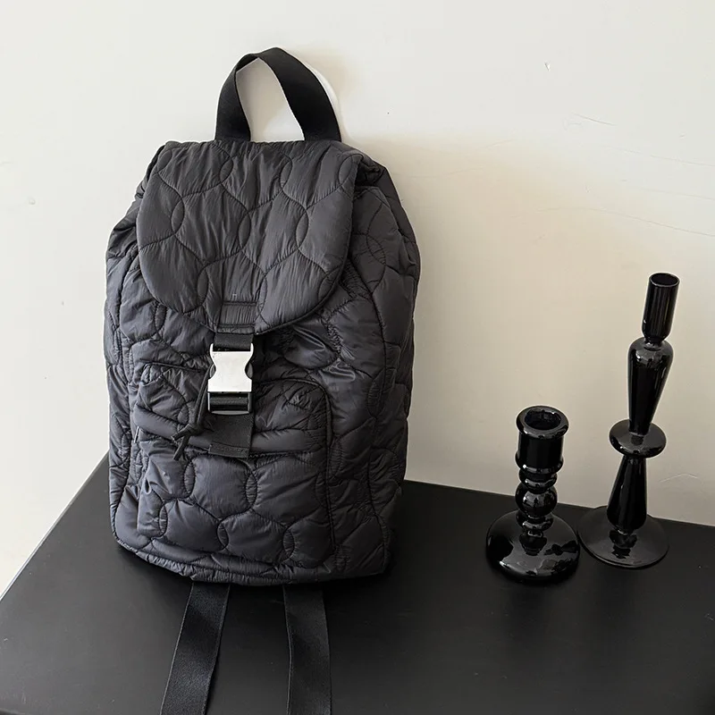 New Korean workwear backpack, cotton clothing bag, casual versatile diamond quilted backpack, large capacity travel backpack