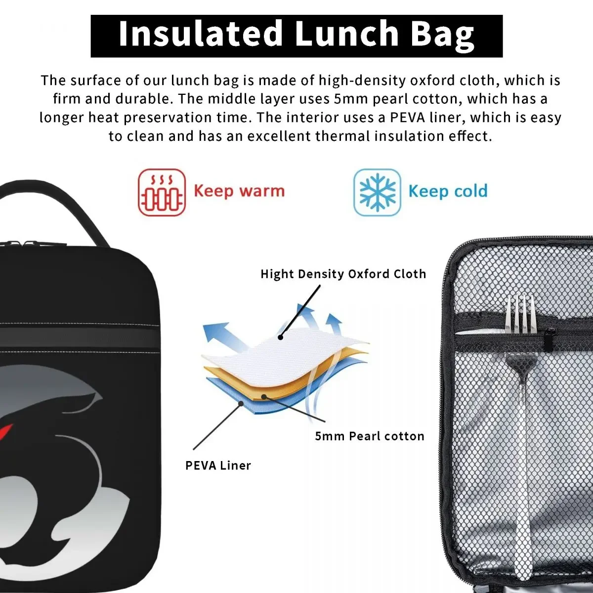 Cartoon Anime Thundercats Logo Insulated Lunch Tote Bag for Women Portable Thermal Cooler Food Lunch Box Outdoor Camping Travel