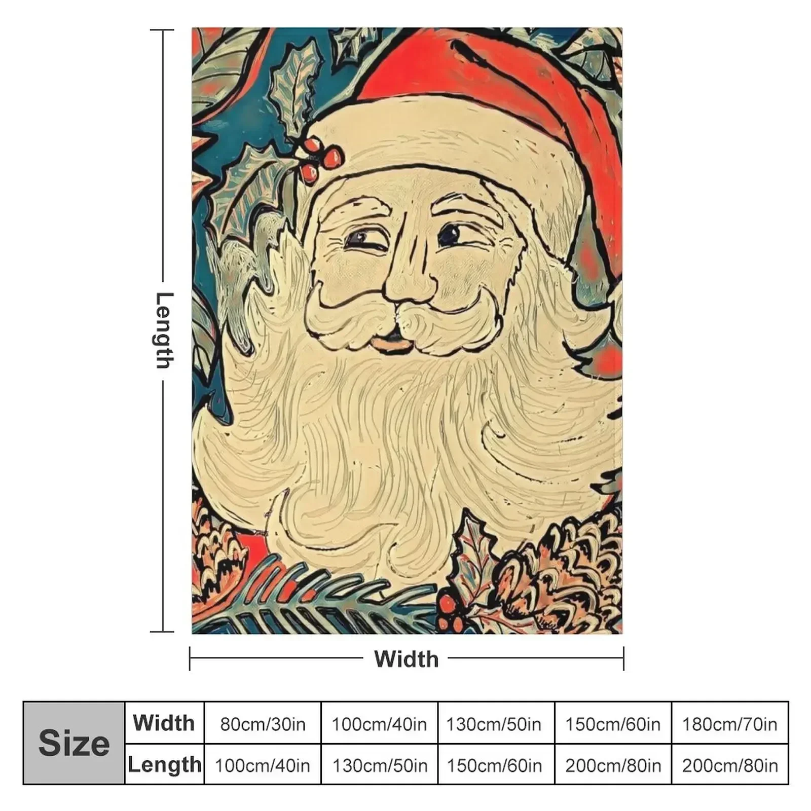Santa and Holiday Foliage Throw Blanket couch cozy soft plush fuzzy picnic outdoor blanket