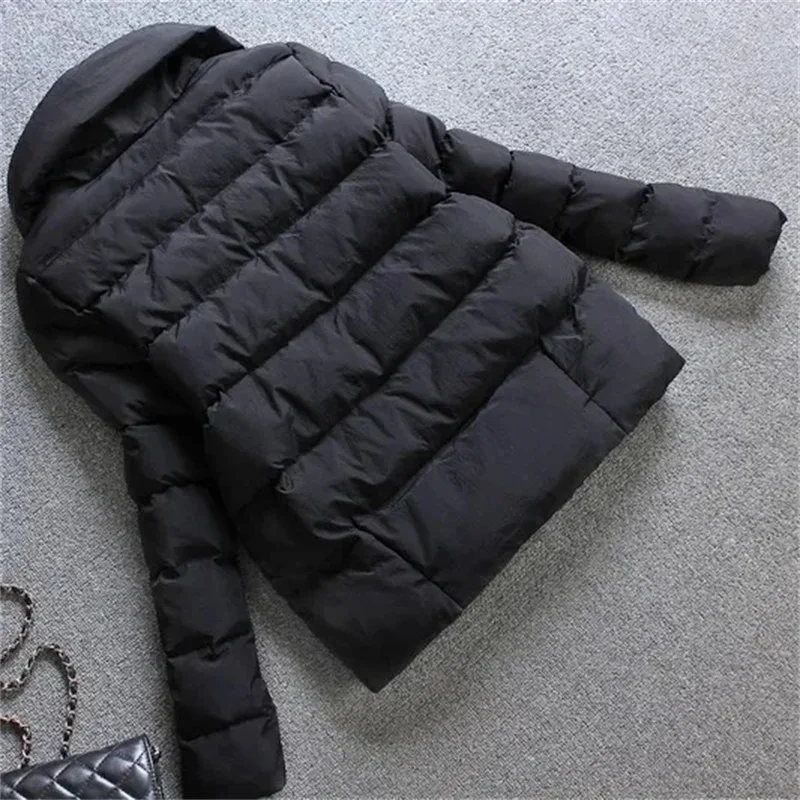 Frauen Unten Baumwolle Jacke Kurzen Mantel Verdicken Oberbekleidung Turndown Kragen Zweireiher Warme Tops Weibliche Dünne Baumwolle Jacke XQ7