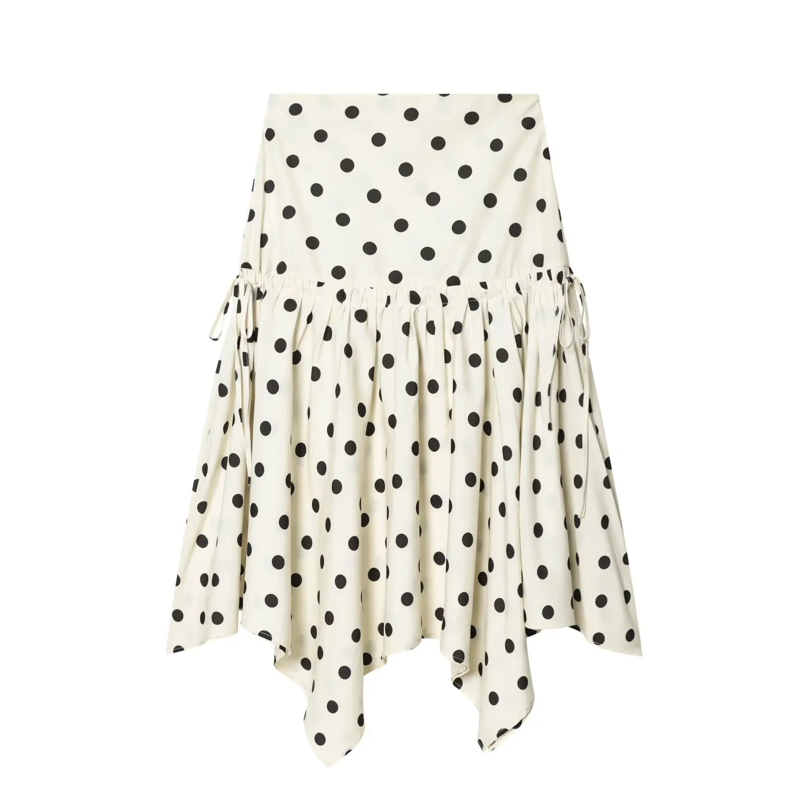 2026 Spring Summer Women's Vintage High Waist A-line Polka Dot Ruffles Long Midi Skirts Lady Elegant Asymmetric Layered Skirts
