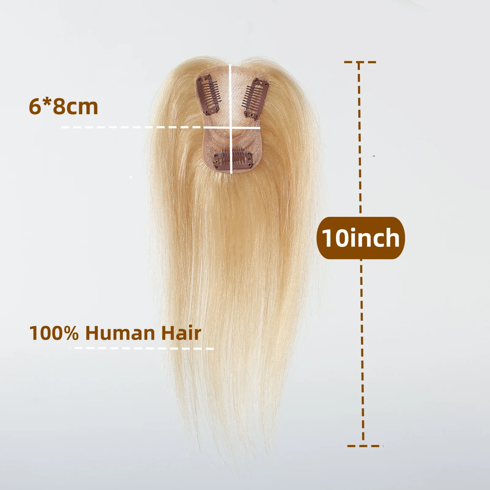 100% Remy Human Hair Topper Blonde Clip in Hair Extension Middle Part Straight Hair Pieces for Women Daily Use Thin Hair 10 inch