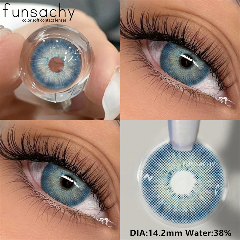 FUNSACHY 1Pair METATRON Series Fashion Makeup Beauty Contacts Lenses Soft Yearly Green Contacts Eyes Color Lenses Colored lenses