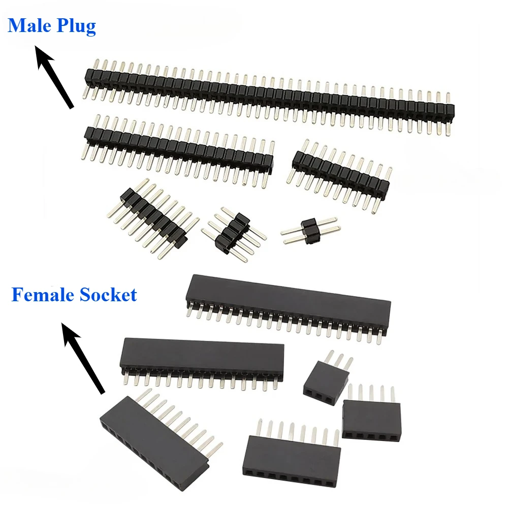 10Pcs 1.27 mm Single Row Male Female Plug Socket Breakaway PCB Board Pin Header Connector 1.27 Strip Pinheader 2P-50 Pin