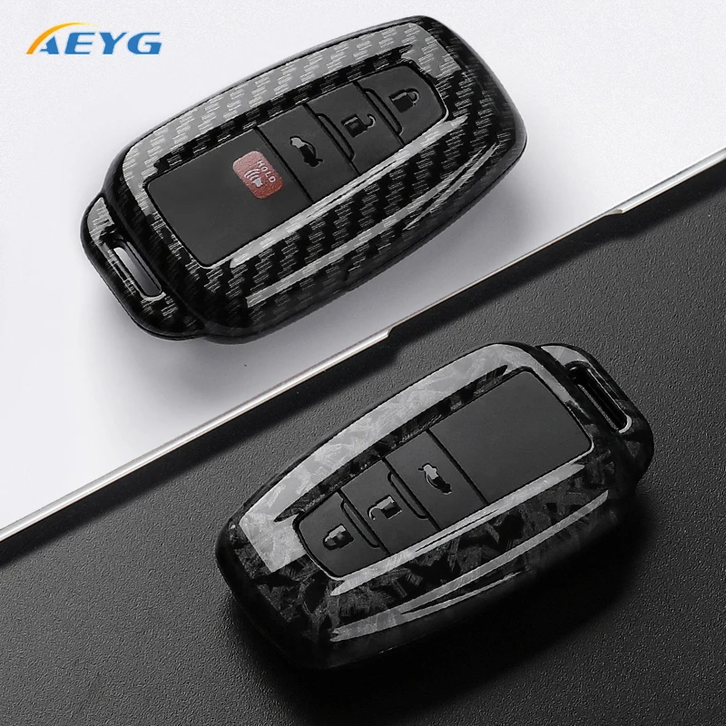 ABS Carbon Fiber Car Key Case Cover Shell Fob For Toyota Prius Camry Corolla C-HR CHR RAV4 Prado 2018 2022 Key Chain Accessories