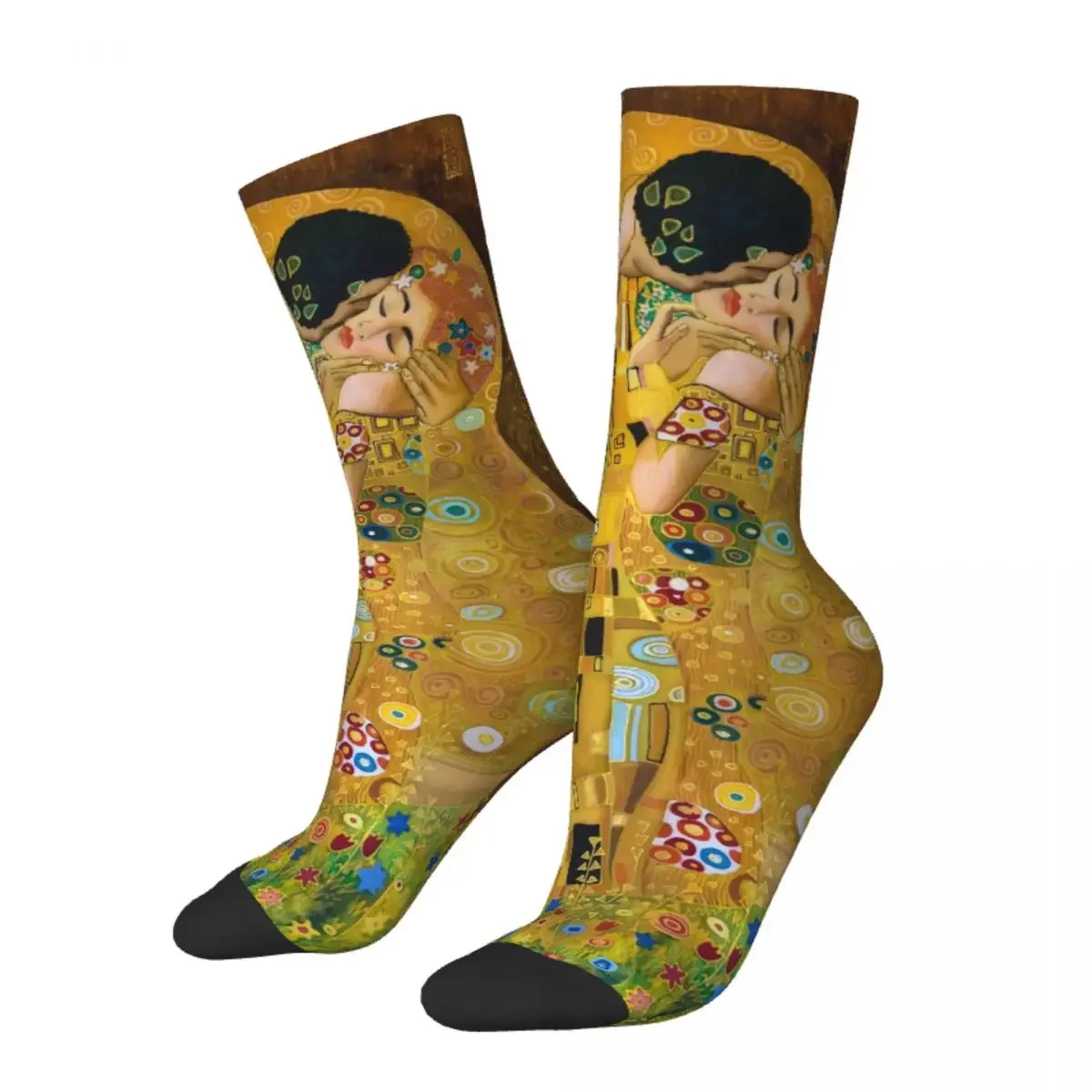 Gustav Klimt The Kiss Socks Men\'s Women\'s Happy Abstract Freyas Art Socks Spring Summer Autumn Winter Middle Tube Socks Gifts