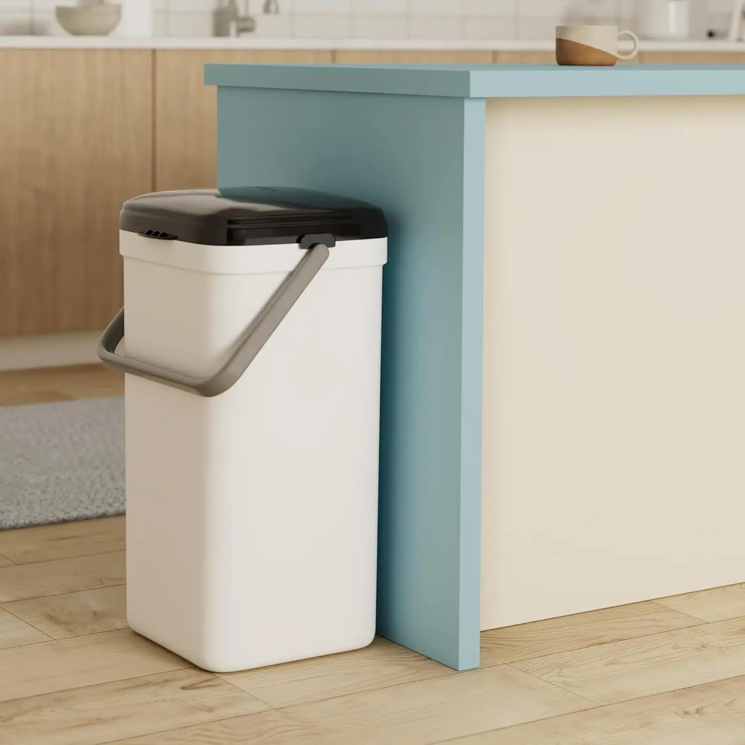

Portable Cat Litter Disposal; Innovative Dog Poop Trash Can with Locking Handle, included Deodorizer; Built-in Poop Bag Holder