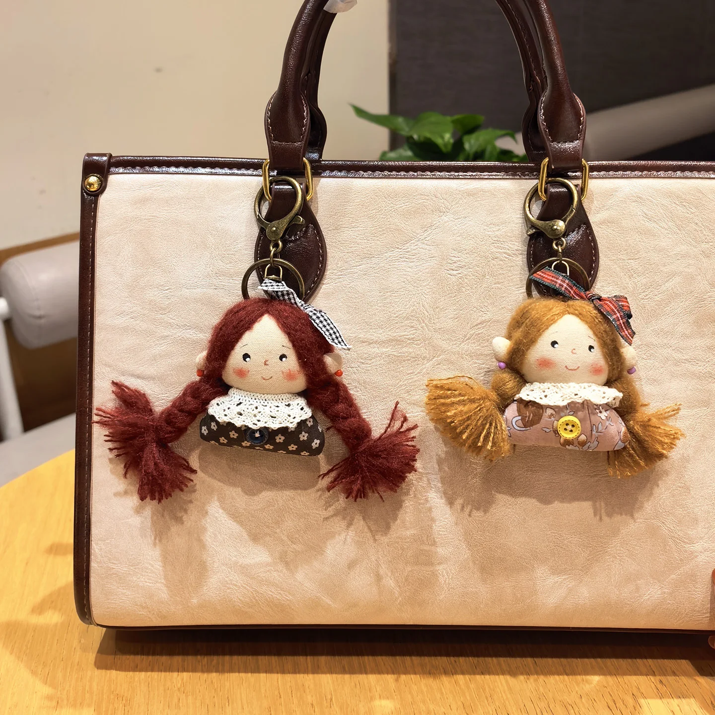 Handmade Japanese Art Doll Keychain Cute Braided Girl Fabric Toy Pendant Keyring Bag Hanging Keyfob Decoration Gift