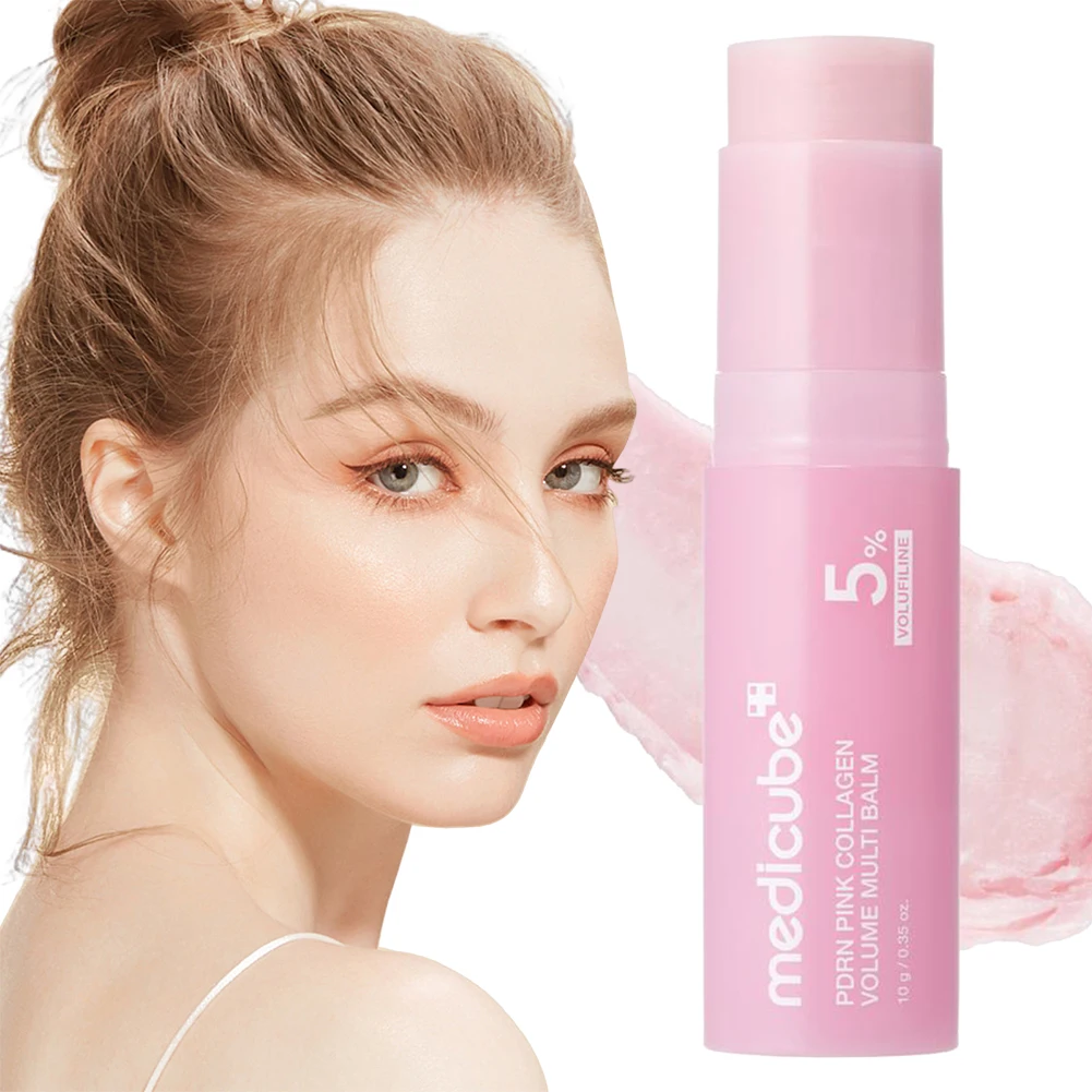 10g Pink Collagen Volume Multi Balm Anti-Wrinkle Firming Moisturizer Stick for Face Eye Neck Lip Multi-Use Skincare Balm