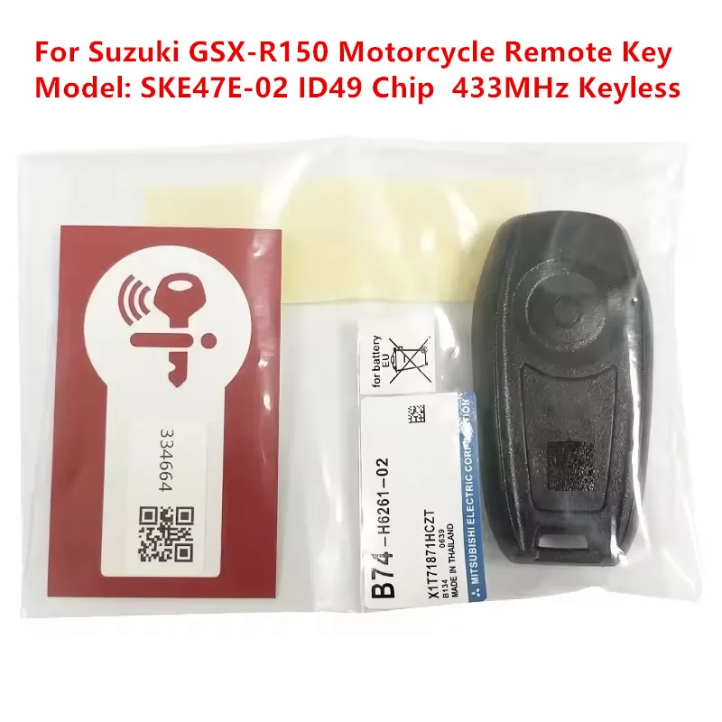 

KEYECU Replacement High-Quality Keyless Go Motorcycle Remote Key 433MHz NCF29AxV ID49 Chip For Suzuki GSX-R150 Model: SKE47E-02