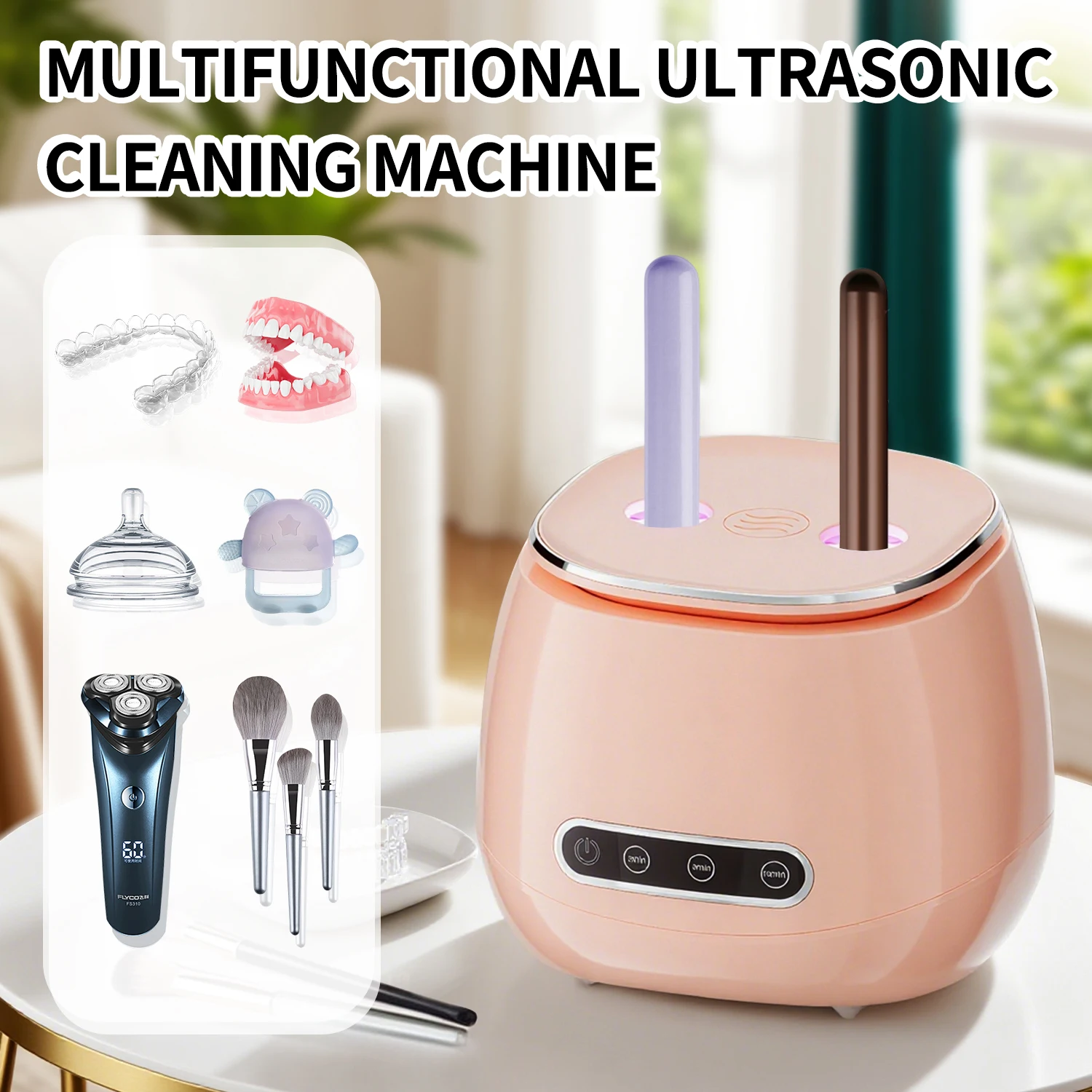 

Ultrasonic 48KHZ Cleaner Machine for Makeup Brushes Dentures Jewelry Glasses - 3 Timer Settings for Deep Cleaning