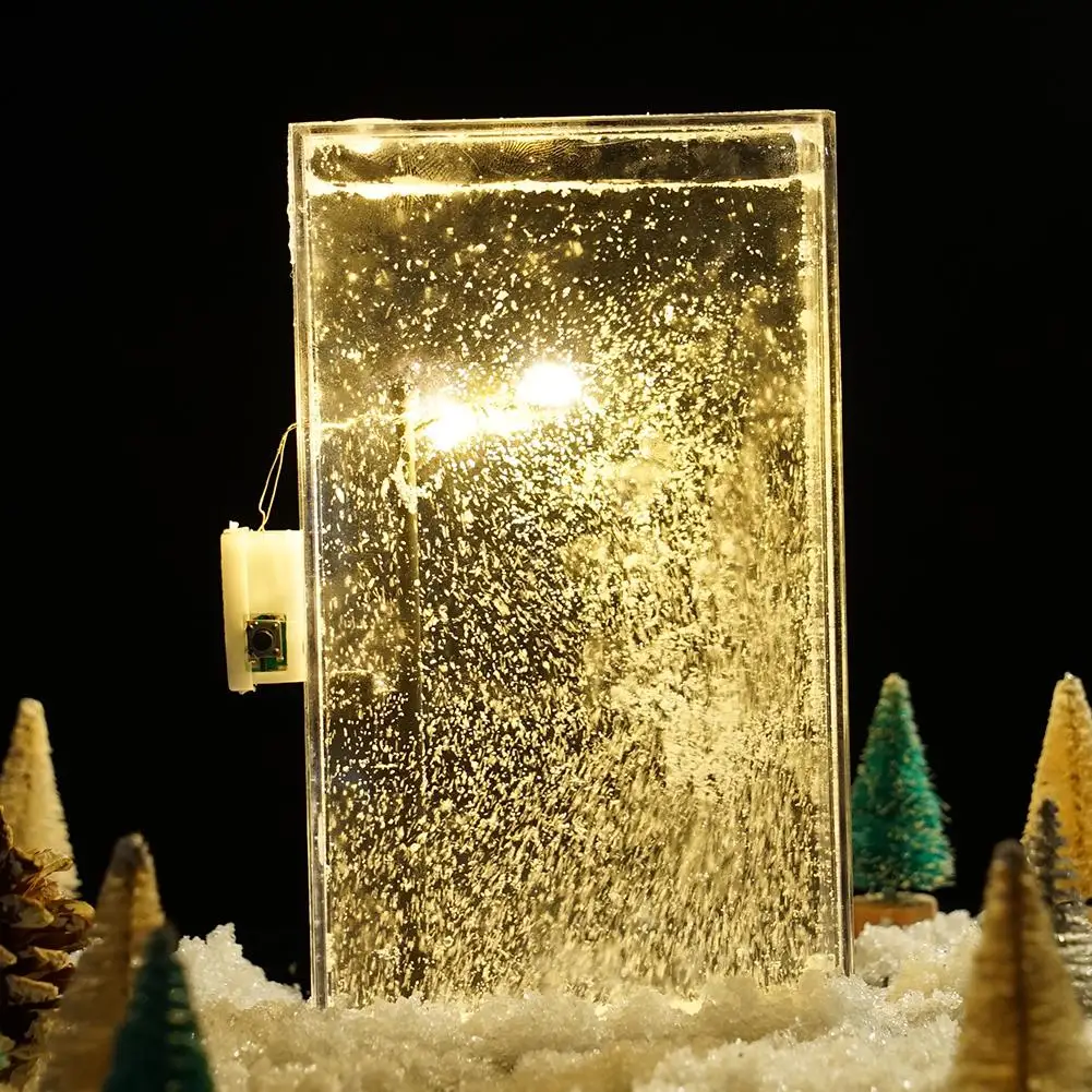 Snowy Nachtlicht Schnee Landschaft Straßenlaterne Weihnachten Tragbarer Kerzenständer Windlicht Schreibtischlampe Schneemann Dekoratives Licht