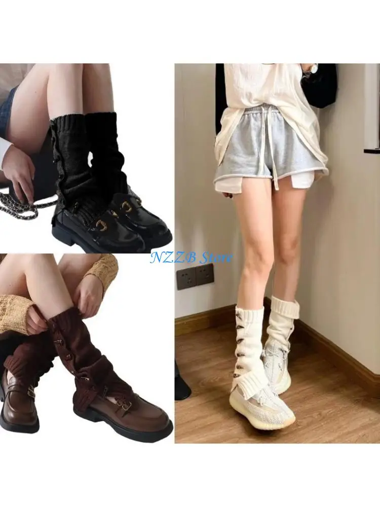 

T21F Зимний осенний вязаный вязаный расклешенная нога теплые рога