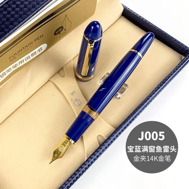 

Wingsung 629 14K Gold Fountain Pen 32mm Daming EF/F/M/B Big Size Open Nib Writing New Resin Piston Ink Absorbent Calligraphy Pen