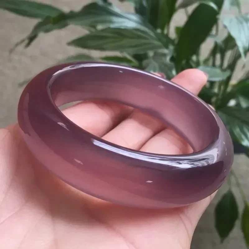 Jia Le/ Natural Imperial Purple Agate Bangle Accessories Women Fine Jewelry Banquet Party Flat Bar Bracelet Family Friends Gift