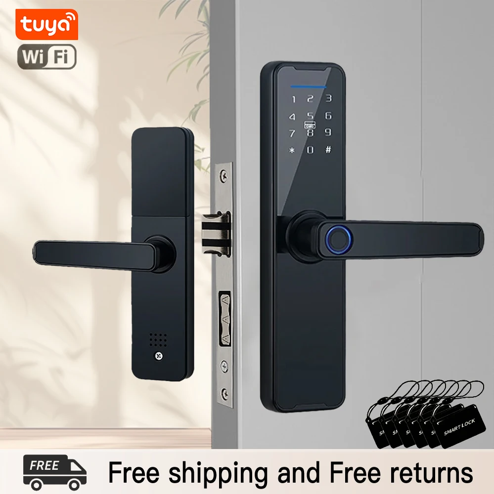 PHIPULO Tuya WIFI Biometric Fingerprint Door Lock Smart Lock App Remote Unlocking Keyless Lock Electronic Door Lock