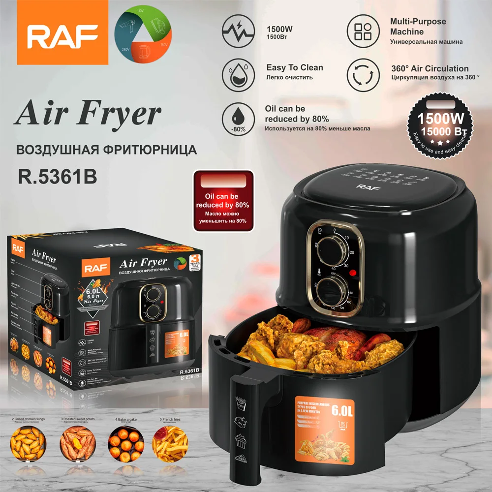 

Kitchen 1500W Electric Air Fryer Large Capacity 6L Multi-functional Fryer Intelligent Touch Screen Easy To Clean Convection Oven