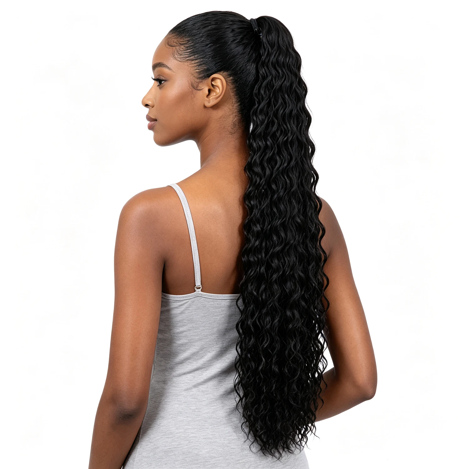 Claw Clip Deep Wave Ponytail Hair Extension Synthetic 30 Inch Ultra Long Curly Fluffy Kinky Curly Ponytails For Women