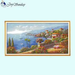 Set punto croce paesaggio mediterraneo Aida 14ct 16ct 11ct ago e filo kit per cucire ricamo a mano fai da te decorazioni per la casa artigianato