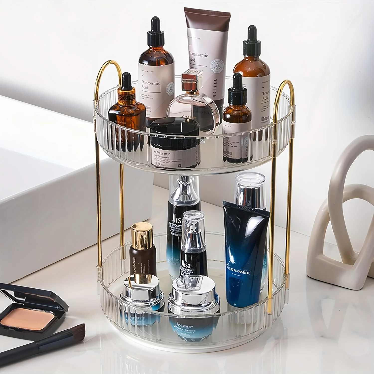 Rotating Makeup Organizer - Large Capacity Makeup Skin Care Perfume Organizer Bathroom Organizer for Countertop