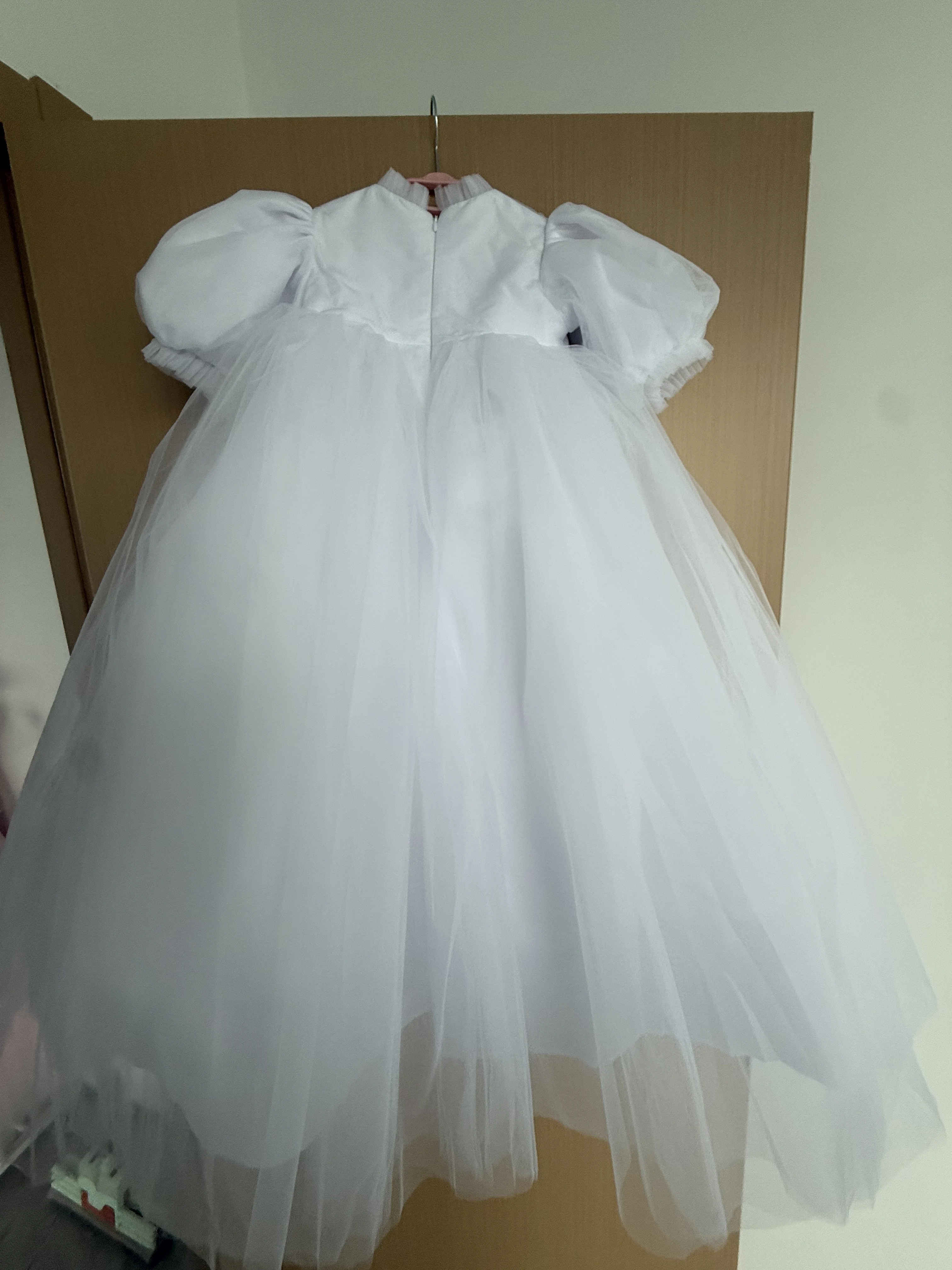 Mädchenkleid Weißes Tüll Flauschiges Exquisites Applikations-Blumenmädchenkleid für Hochzeit Geburtstagsfeier Kommunion Abendballkleider – Detail 2