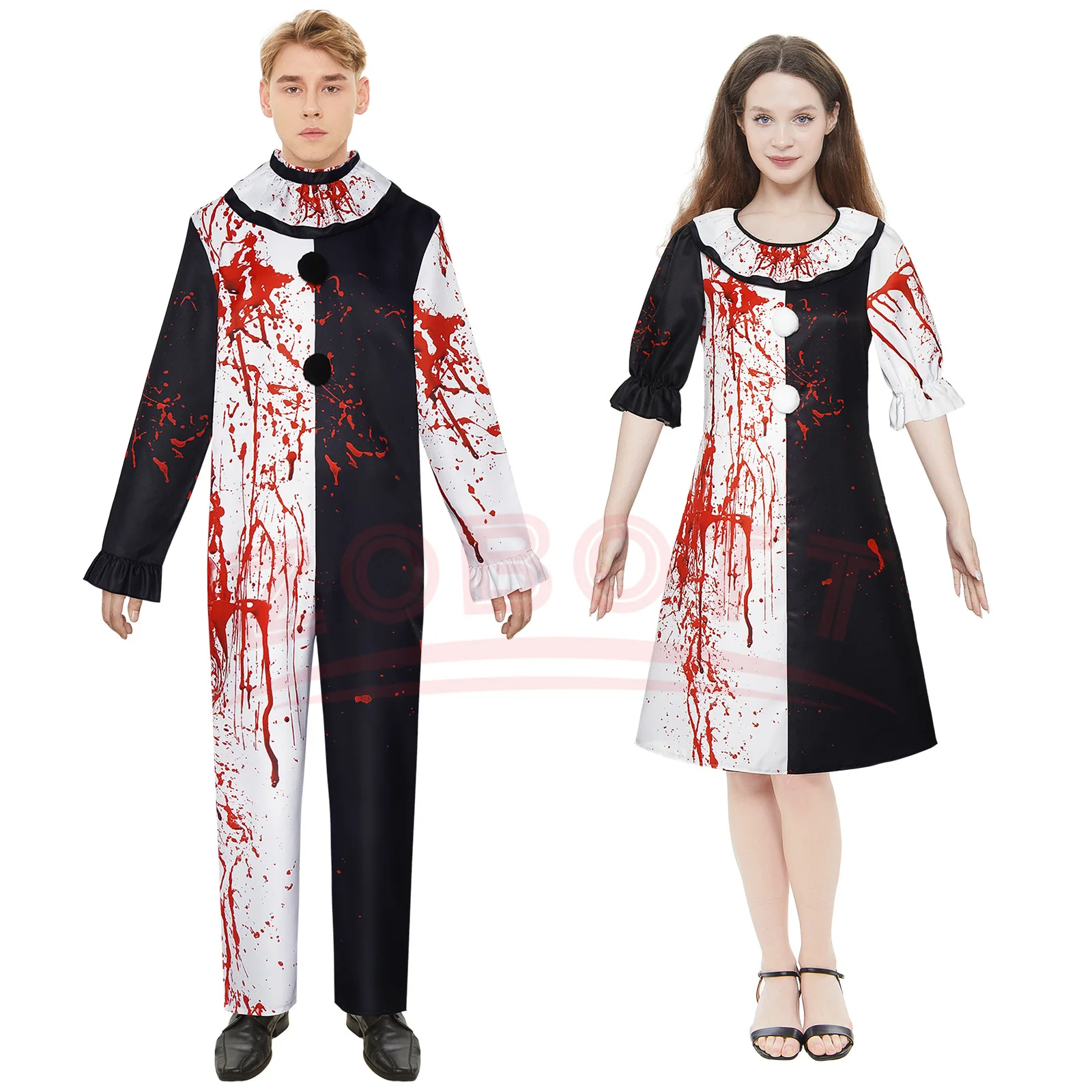 

Broken Soul Terrifier Cosplay Costume Female/Male Horror Carnival Party Skin-Tight Black White Killer Clowns Halloween Costumes