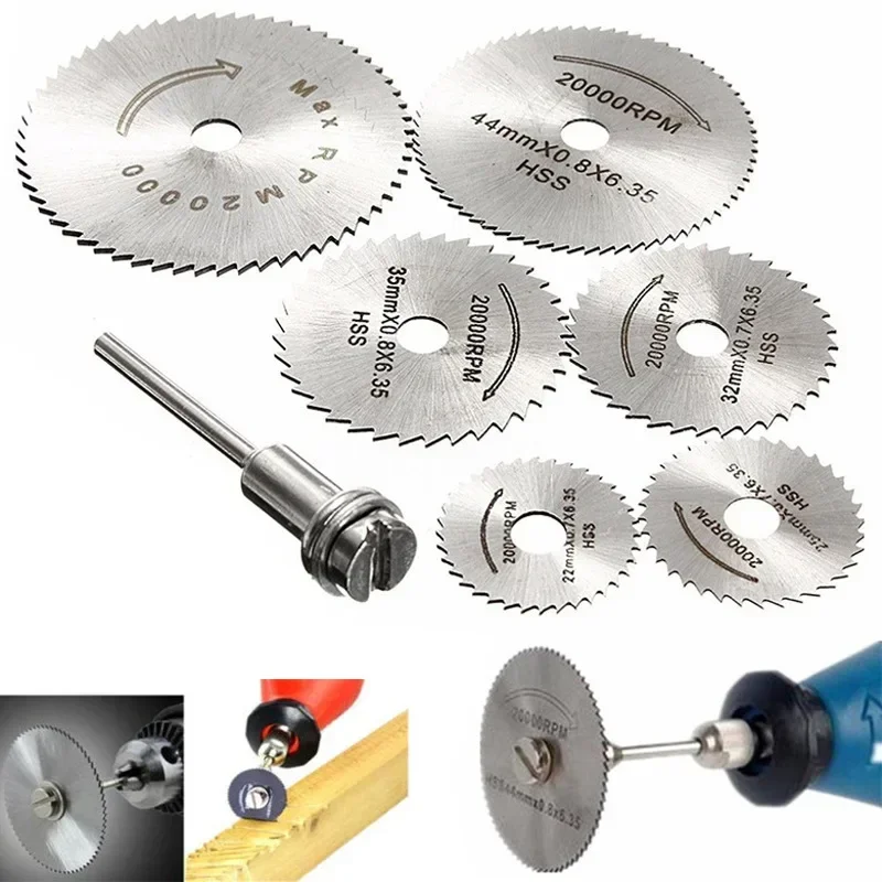 6pc/5pc woodworking Mini Circular Saw Blade For Dremel Rotary Tool Wood Cutting Discs Drill Mandrel Cutoff 22-50mm