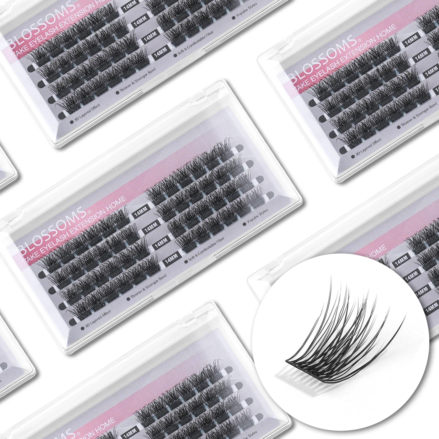 ETVITE DIY Clusters Eyelash Extension Dovetail Segmented Lashes 48 Volume Natural Segmented Eyelashes Bundles